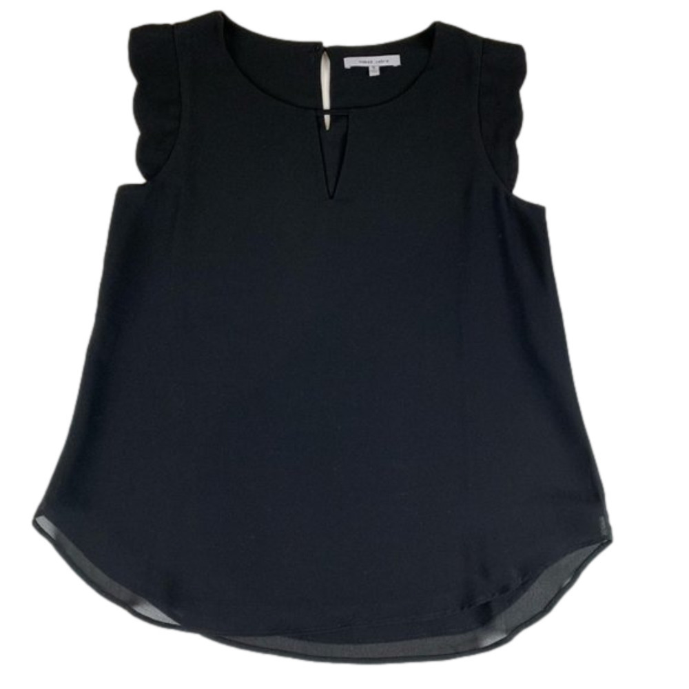 NAKED Zebra Black Sleeveless Tank Top with Scallop capped Sleeves Size small